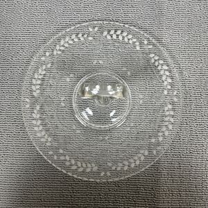 Vintage Hand Cut Glass‎ Serving Tray 10.5” with Handle Floral Design